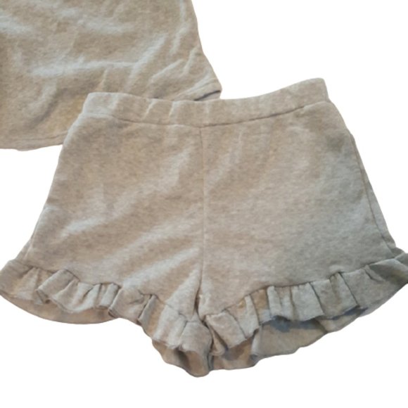 Grey Jogger Shorts w Ruffle Hem - Picture 5 of 7